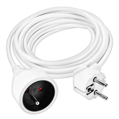 Predlžovačka 7m s 1 zásuvkou, 1.00mm², biela