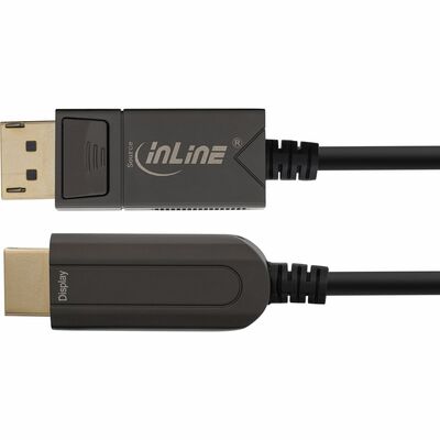 Kábel DisplayPort na HDMI M/M 20m, 4K@60Hz, DP v1.2, 18Gbit/s, audio, jednosmerný, aktívny, optický