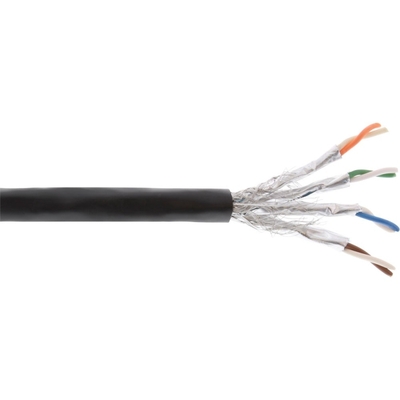 S/FTP (PiMF) drôt LDPE 500m cat.7a, AWG23, 1200Mhz, 10GBase-T, čierny, meď, vonkajší, UV odolný