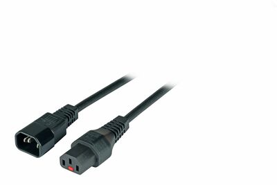 Kábel sieťový 230V predlžovací, C13 so zámkom - C14, 1m, 1.00mm², 10A, čierny
