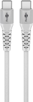 Kábel USB 2.0 Typ C CM/CM 3m, High Speed, Power Delivery 60w 20V3A, textilný oplet, biely