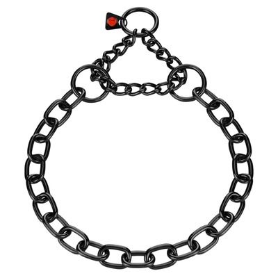 Obojok retiazkový sťahovací 4mm/65cm, obmedzovač, stredné oko, nerezová oceľ, čierny, HS