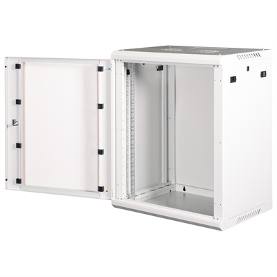 19" Rack na stenu 18U, sivý, 912x600x450mm (HxWxD), odnímateľné bočnice