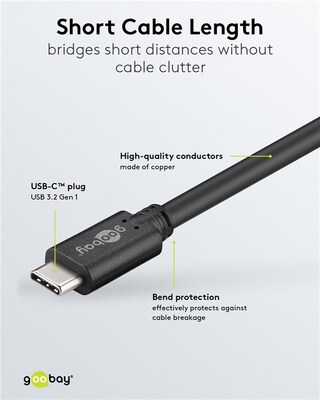 Kábel USB 3.2 Gen 1, Typ C CM/CM 0.5m, 5Gbps, PD 60w 20V3A, čierny