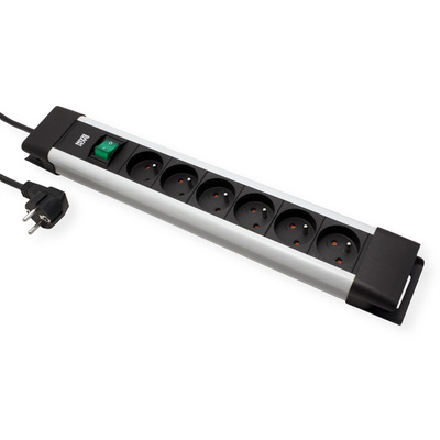 Predlžovačka CONNECTUS, 6xUTE 230V, vypínač, 2m kábel 1.5mm², hliník, čierna