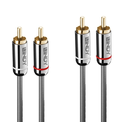 Kábel Cinch 2x audio M/M 3m, sivý, pozl. konektor, Slim, Cromo Line