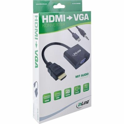 Konvertor HDMI na VGA+audio 15cm čierny, napájanie micro USB