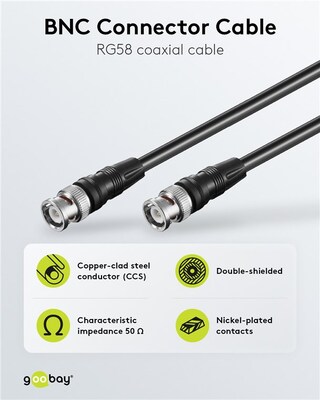 Kábel BNC-BNC M/M 5m, 50 Ohm, RG58, čierny