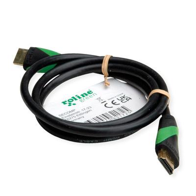 Kábel HDMI M/M 3m, Ultra High Speed+Eth, 8K@60Hz, HDMI 2.1, pozl. kon., čierny, cert., Roline Green