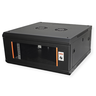 19" Rack na stenu 4U, čierny, 290x600x600mm (HxWxD), odnímateľné bočnice