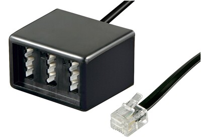 Adaptér telefónny RJ11/TAE NFF M/F kábel 0.2m, čierny, 10ks/bal