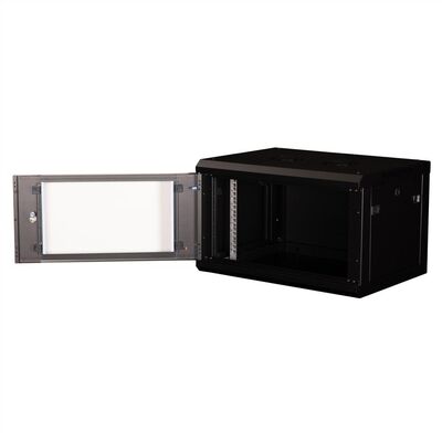 19" Rack na stenu 6U, čierny, 379x600x450mm (HxWxD), odnímateľné bočnice