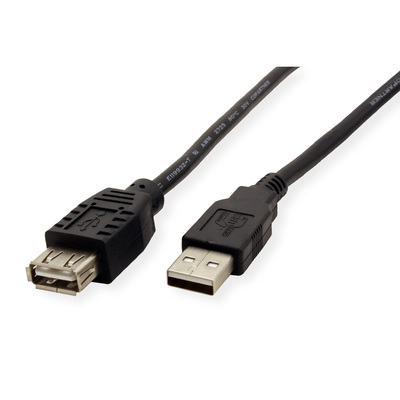 Kábel USB 2.0 A-A M/F 1.8m, High Speed, predlžovací, čierny