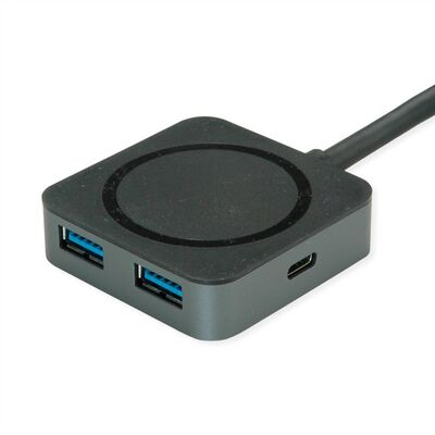 Kábel USB 3.2 Gen 1, A-A M/F 3m, 5Gbps, predlžovací, čierny, aktívny 4port HUB (2x USB A + 2x Typ C)
