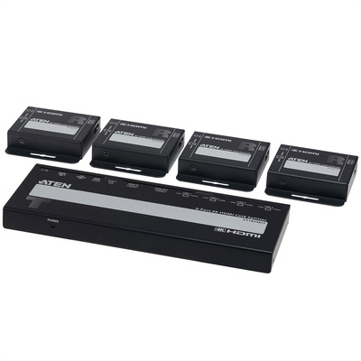 Predĺženie HDMI cez TP do 40m, Video distribútor/splitter 1IN/4OUT (4K@60Hz), IR, čierny