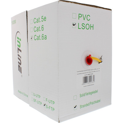 S/FTP (PiMF) lanko LSOH 100m cat.6a, CPR Eca, AWG26, 500Mhz, 10GBase-T, žltý, meď