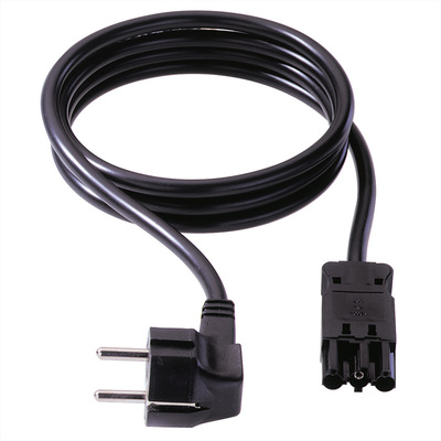 Kábel sieťový 230V, vidlica (CEE7/7) lomená - GST18 (F), 1m, 1.50mm², 16A, čierny