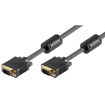 Kábel VGA M/M 3m, prepojovací, tienený, DDC, ferrit, HQ, čierny, pozl. konekt.