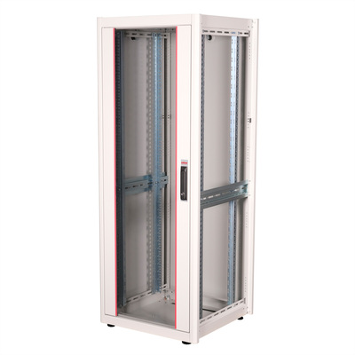19" Rack na podlahu 32U, 1560x600x600mm (HxWxD), BASIC, sklenené dvere, sivý