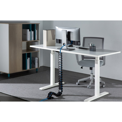 Káblový organizér CUBE "chrbtica", 4 komorový, 128cm, montáž k stolu, čierny