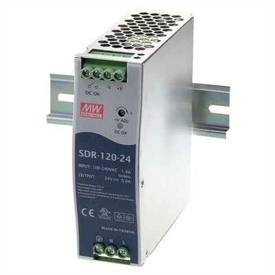 Napájací zdroj MEAN WELL SDR-120-24, montáž na DIN, 120W, 24V DC, 40x125.2x113.5 mm