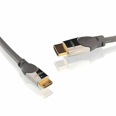 Kábel HDMI/HDMI mini M/M 2m, Ultra High Speed+Eth, 4K@60Hz, HDMI 2.0,G pozl. kon., sivý, Cromo