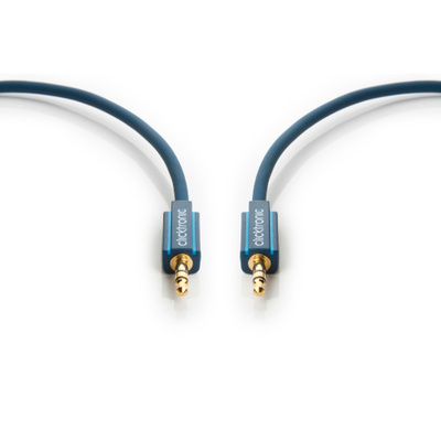 Kábel 3,5mm stereo jack M/M,10m, modrý, pozl. konektor, ClickTronic