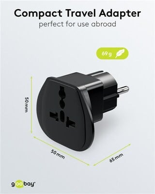 Adaptér cestovný Svet -> Európa (CEE7/7), max. 16A, čierny