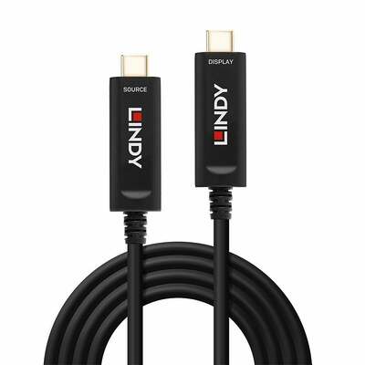 Kábel USB 3.1 Typ C CM/CM 5m, Audio Video Only, 21.6Gbps, jednosmerný, optický, čierny