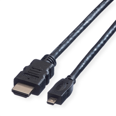 Kábel HDMI/HDMI micro M/M 2m, High Speed+Eth, 4K@30Hz, HDMI 1.4, čierny
