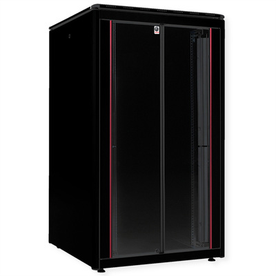 19" Rack na podlahu 26U, 1342x800x800mm (HxWxD), PRO, sklenené dvere, čierny