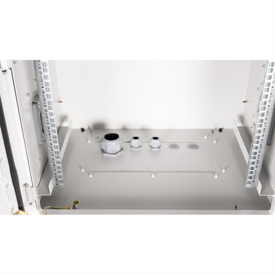 19" Rack na stenu 9U, sivý, 579x600x450mm (HxWxD), RAL7035, IP55, vonkajší, odnímateľné bočnice