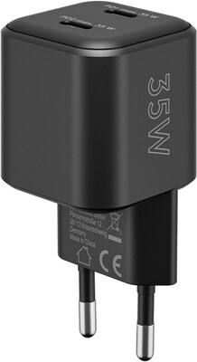 Nabíjačka USB 230V 2port, 2xUSB Typ C, 35W, Power Delivery, GaN, čierna