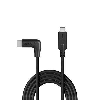 Kábel USB 3.2 Gen 2, Typ C CM/CM 1.5m, 10Gbps, PD 60w 20V3A, čierny, uhľový 90°