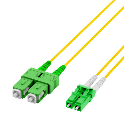 Fiber kábel LC/APC-SC/APC, 7.5m Duplex OS2(9/125µm), LSOH, 2mm, žltý