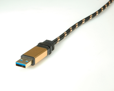 Kábel USB 3.0 AM/CM (3.1 Typ C) 0.5m, Super Speed, Gold, kovové krytky