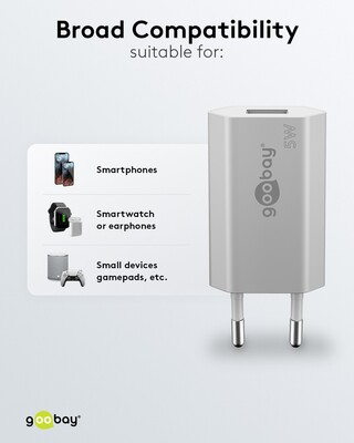 Nabíjačka USB 230V 1port, 1xUSB A, 1A, 5W, SLIM, biela