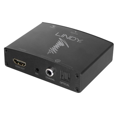 HDMI Audio Extraktor, digital: toslink (S/PDiF) + 1x Cinch (RCA), analog: 3,5mm jack, čierny