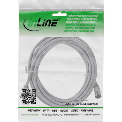 U/FTP (PiMF) Patchkábel LSOH TPE 5m cat.8.1, sivý, slim, Cu, Flex Cable, Ø4.3mm