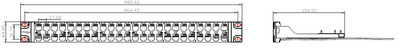 19" Patch panel 48port Keystone, tienený s uzemnením, celokovový, 1U, sivý/strieborný
