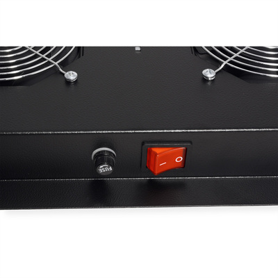 19" Ventilačná jednotka, stropná, 4 vetráky, s termostatom, čierna, RAL9005