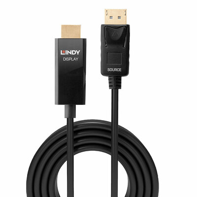 Kábel DisplayPort na HDMI M/M 1m, jednosmerný, 4K@60Hz UHD, HDR, audio, čierny, pozl. konektor
