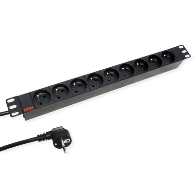 19" zásuv. lišta 9xUTE, vidlica (CEE7/7), 16A, 3600W, 1.8m, čierna