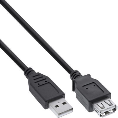 Kábel USB 2.0 A-A M/F 0.5m, High Speed, predlžovací, čierny