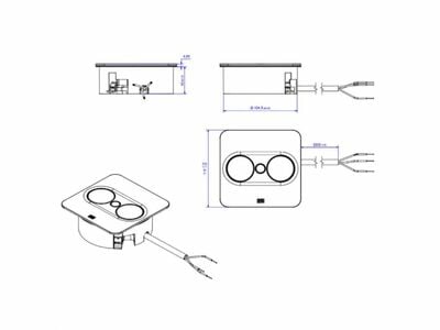 TWIST2 SQUARE 2xUTE 230V, 2m kábel 1.5mm², vidlica CEE7/7, biela