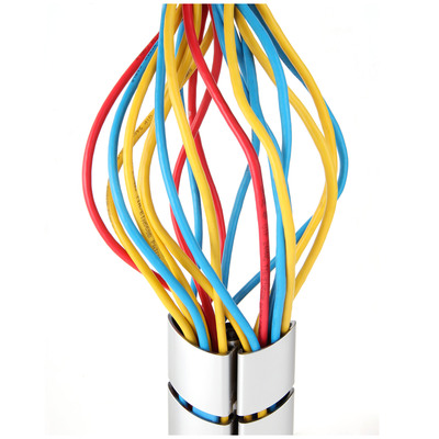 Káblový organizér Flex "chrbtica", 2 komorový, 80cm, montáž k stolu, sivý