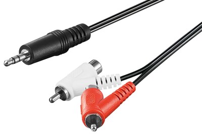 Kábel 3.5mm stereo/2xCinch M/MF 1.5m, Y-kábel, čierny