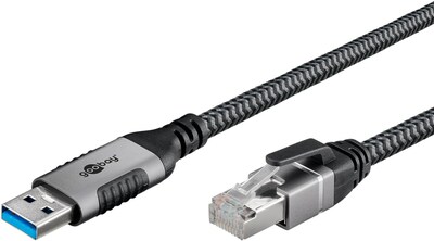 Kábel USB A 3.0 na RJ45 (Gigabit Ethernet), 3m, čierny/sivý