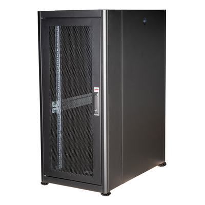 19" Rack na podlahu 26U, 1300x600x1000mm (HxWxD), BASIC, perforované dvere, čierny