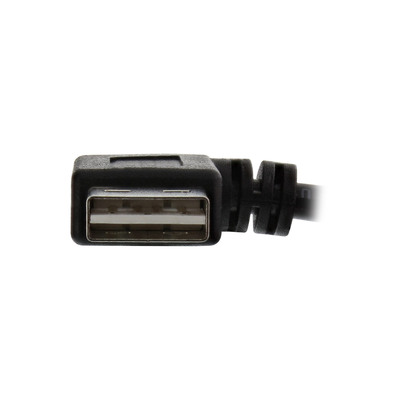 Kábel USB 2.0 A-A M/F 2m, High Speed, predlžovací, čierny, zahnutý 90°